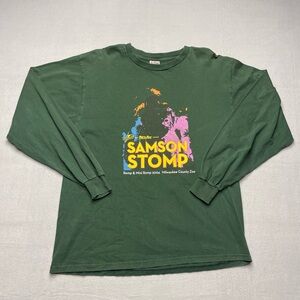 Vintage Samson Stomp 2004 Long Sleeve Shirt XL Milwaukee County Zoo Green Tee